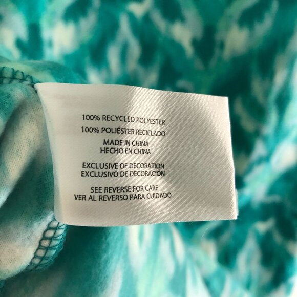Eddie Bauer Womens Polar Fleece 1/4 Zip Leaf Print Turquoise Green L - Picture 4 of 4